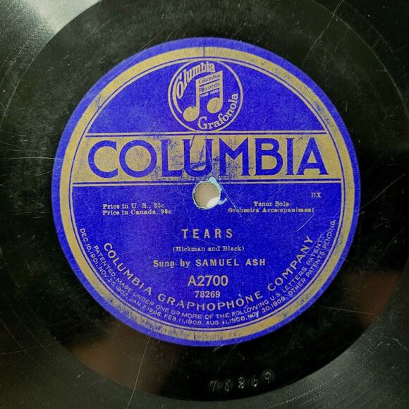 Samuel Ash 78 You Don't Know / Tears on Columbia A2700 V 1919 - Picture 2 of 2